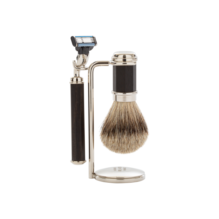 Ebony Wood Razor and Brush Set Accessories