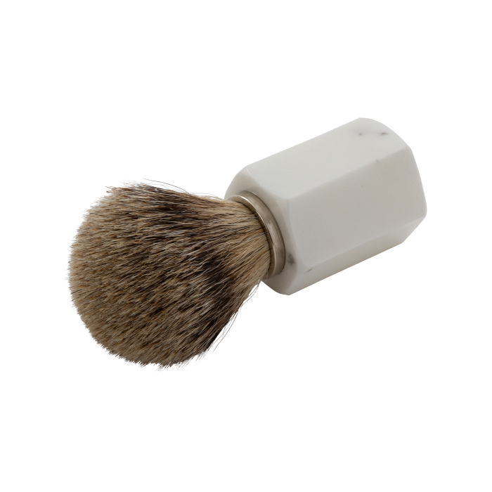 Shaving Brush White Carrara Marble